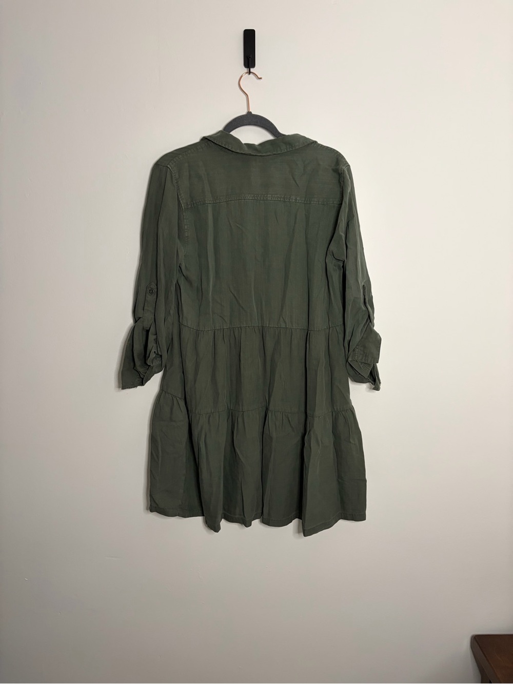 Velvet Heart Olive Green Button-Front Tiered Shirt Dress - Picture 3 of 3